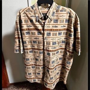 Woolrich Men’s Button-down Short-Sleeve Large Fishing Shirt #MS8